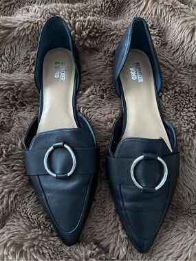 Bleecker & Bond 'Gloria' Leather Pointed-Toe d'Orsay Flats - Black
